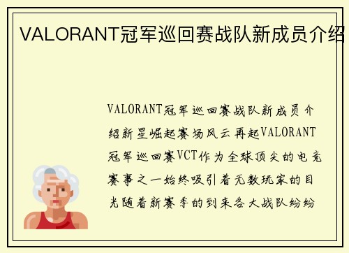 VALORANT冠军巡回赛战队新成员介绍